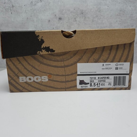 Bogs Casper Mid Coffee Leather Boots Men's Size 8.5 Waterproof w/ Box - Picture 5 of 11